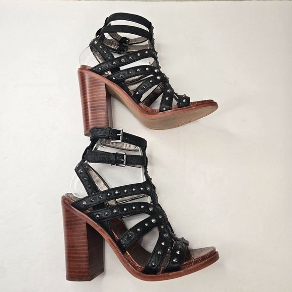 Sam Edelman Spike Studded Gladiator Sandals Sz 7.5 Edgy Bohemian Strappy Heels - Picture 6 of 10